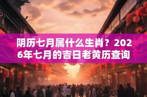 阴历七月属什么生肖？2026年七月的吉日老黄历查询