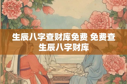 生辰八字查财库免费 免费查生辰八字财库
