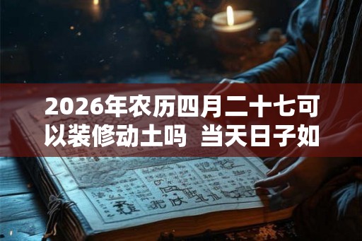 2026年农历四月二十七可以装修动土吗  当天日子如何