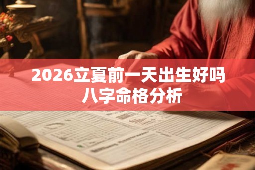2026立夏前一天出生好吗  八字命格分析