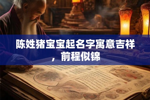 陈姓猪宝宝起名字寓意吉祥，前程似锦