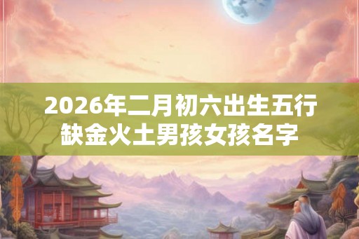 2026年二月初六出生五行缺金火土男孩女孩名字
