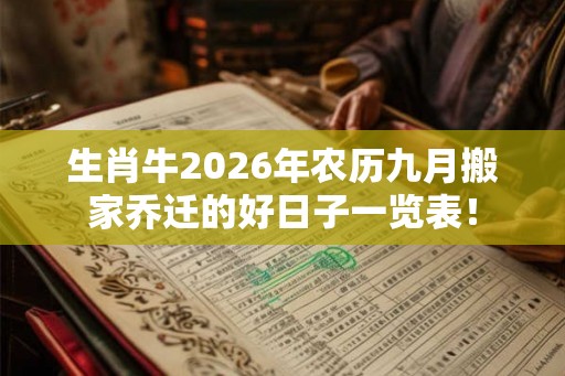 生肖牛2026年农历九月搬家乔迁的好日子一览表! 生肖牛2026年农历九月搬家乔迁的好日子一览表!