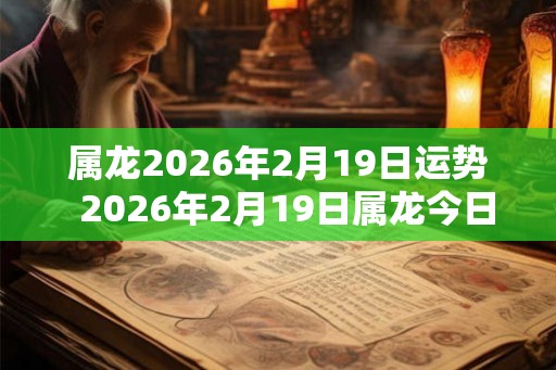 属龙2026年2月19日运势 2026年2月19日属龙今日运势 属龙2026年2月19日运势 2026年2月19日属龙今日运势