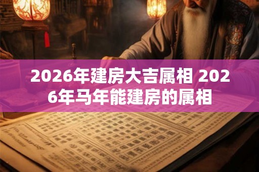 2026年建房大吉属相 2026年马年能建房的属相