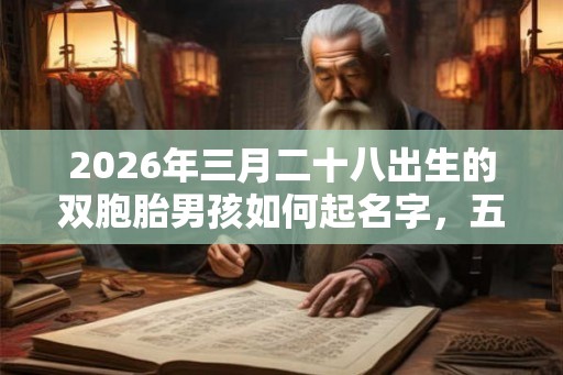 2026年三月二十八出生的双胞胎男孩如何起名字，五行属什么
