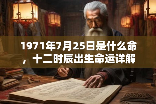 1971年7月25日是什么命，十二时辰出生命运详解
