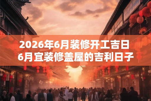 2026年6月装修开工吉日 6月宜装修盖屋的吉利日子