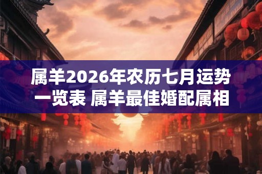 属羊2026年农历七月运势一览表 属羊最佳婚配属相