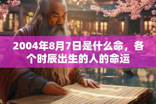 2004年8月7日是什么命，各个时辰出生的人的命运