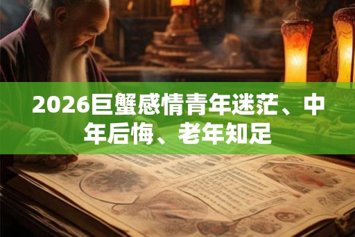 2026巨蟹感情青年迷茫、中年后悔、老年知足