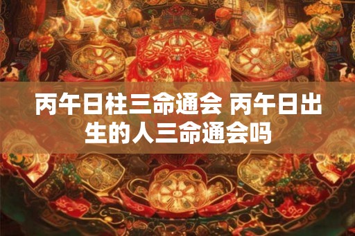 丙午日柱三命通会 丙午日出生的人三命通会吗