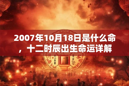 2007年10月18日是什么命，十二时辰出生命运详解