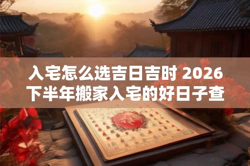 入宅怎么选吉日吉时 2026下半年搬家入宅的好日子查询