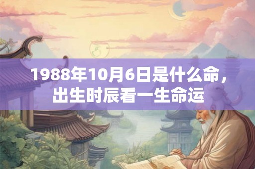 1988年10月6日是什么命，出生时辰看一生命运