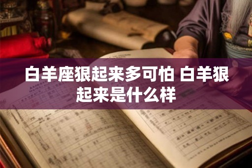 白羊座狠起来多可怕 白羊狠起来是什么样