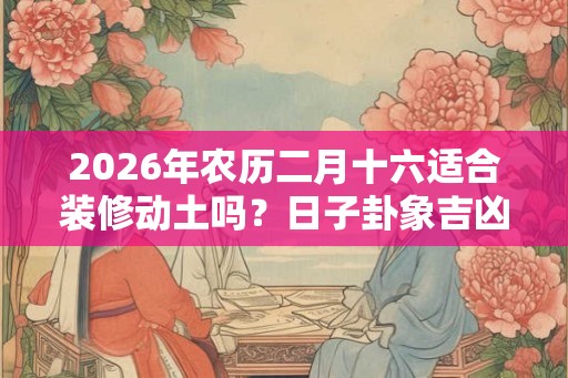 2026年农历二月十六适合装修动土吗？日子卦象吉凶？