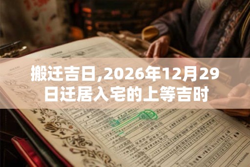 搬迁吉日,2026年12月29日迁居入宅的上等吉时 搬迁吉日,2026年12月29日迁居入宅的上等吉时