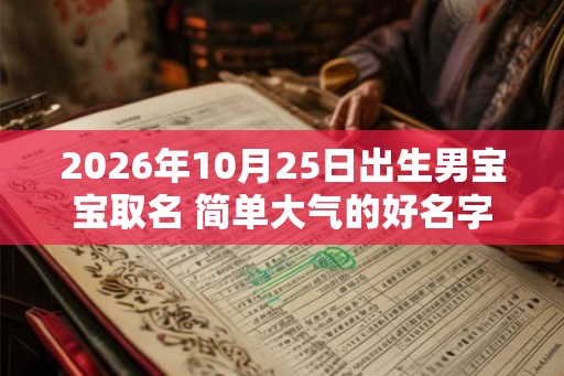 2026年10月25日出生男宝宝取名 简单大气的好名字