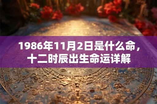 1986年11月2日是什么命，十二时辰出生命运详解