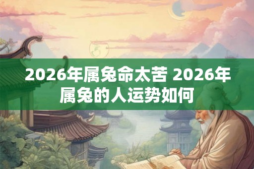 2026年属兔命太苦 2026年属兔的人运势如何