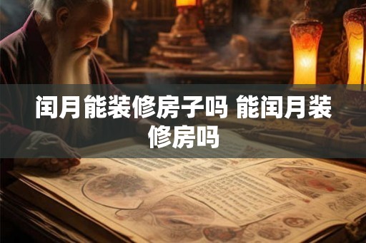 闰月能装修房子吗 能闰月装修房吗