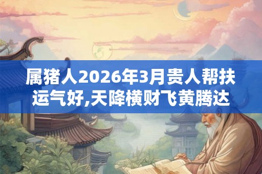 属猪人2026年3月贵人帮扶运气好,天降横财飞黄腾达