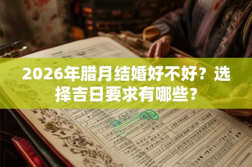 2026年腊月结婚好不好？选择吉日要求有哪些？