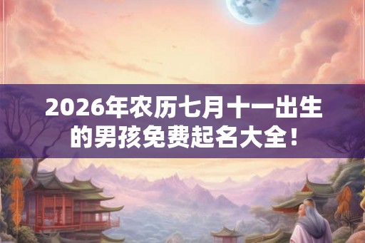 2026年农历七月十一出生的男孩免费起名大全！