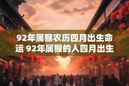 92年属猴农历四月出生命运 92年属猴的人四月出生的命运如何