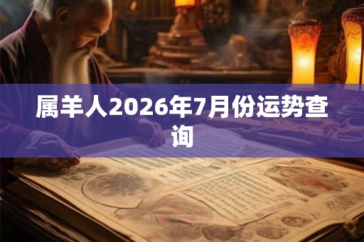 属羊人2026年7月份运势查询