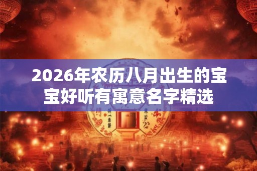 2026年农历八月出生的宝宝好听有寓意名字精选