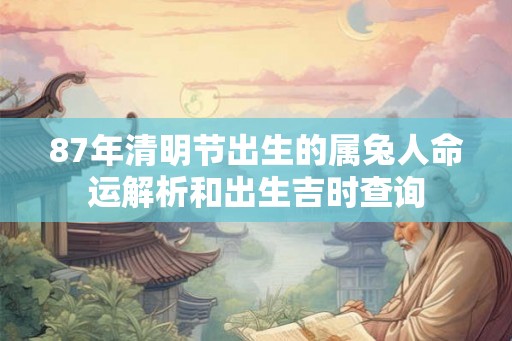 87年清明节出生的属兔人命运解析和出生吉时查询