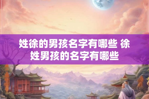 姓徐的男孩名字有哪些 徐姓男孩的名字有哪些