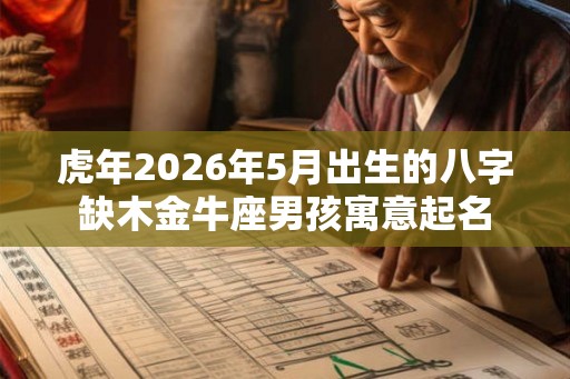 虎年2026年5月出生的八字缺木金牛座男孩寓意起名