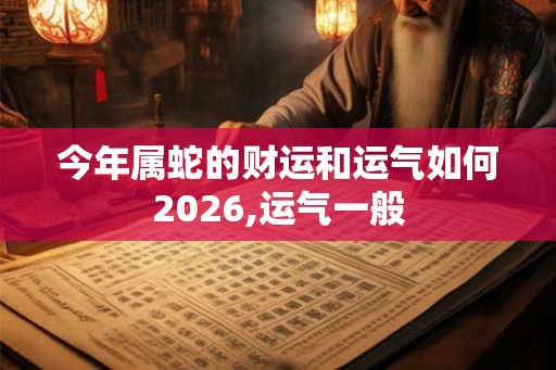 今年属蛇的财运和运气如何2026,运气一般