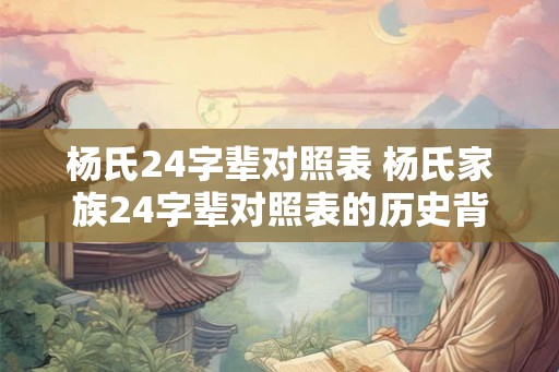 杨氏24字辈对照表 杨氏家族24字辈对照表的历史背景是什么
