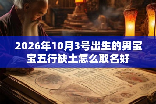 2026年10月3号出生的男宝宝五行缺土怎么取名好 2026年10月3号出生的男宝宝五行缺土怎么取名好