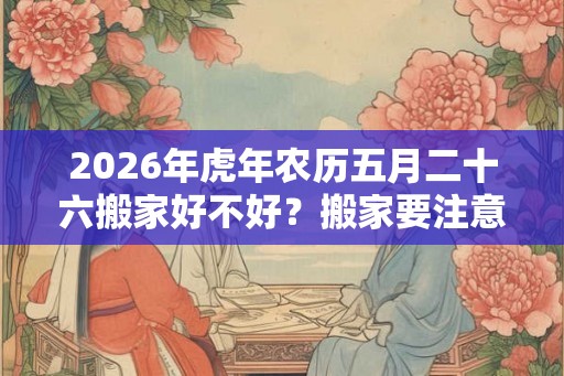 2026年虎年农历五月二十六搬家好不好？搬家要注意什么？