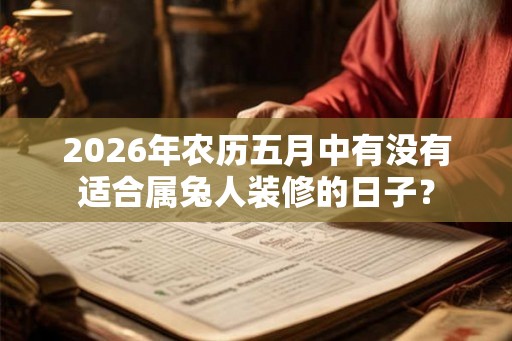 2026年农历五月中有没有适合属兔人装修的日子？