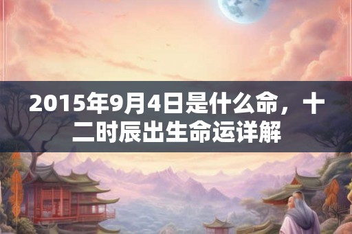 2015年9月4日是什么命，十二时辰出生命运详解