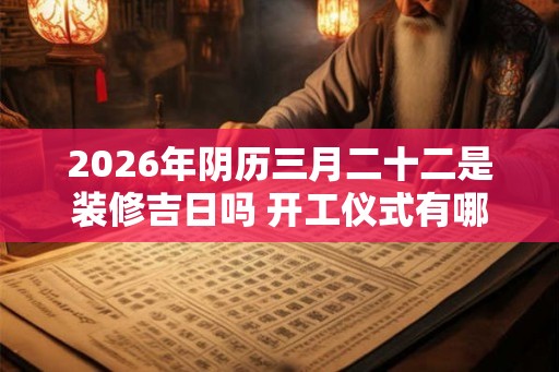 2026年阴历三月二十二是装修吉日吗 开工仪式有哪些流程