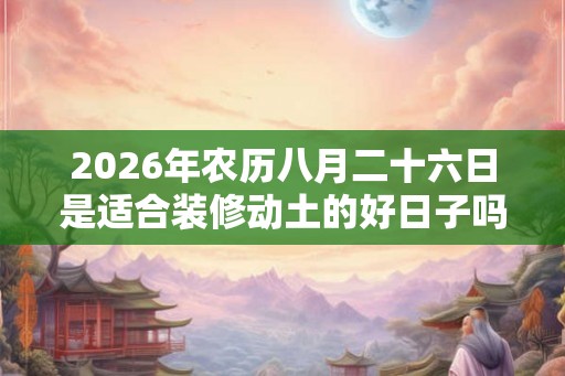 2026年农历八月二十六日是适合装修动土的好日子吗? 2026年农历八月二十六日是适合装修动土的好日子吗?