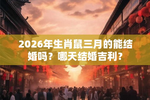 2026年生肖鼠三月的能结婚吗？哪天结婚吉利？