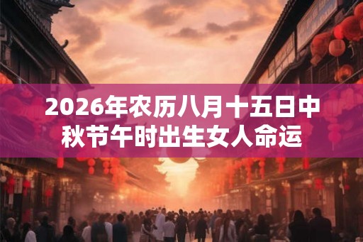 2026年农历八月十五日中秋节午时出生女人命运