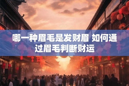哪一种眉毛是发财眉 如何通过眉毛判断财运