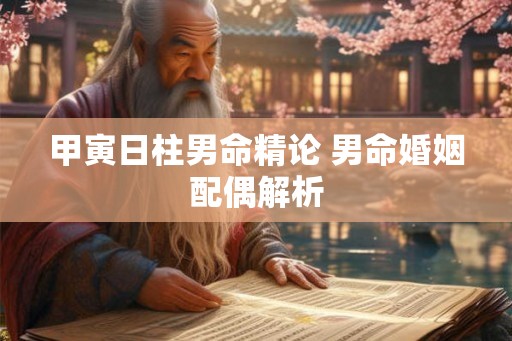 甲寅日柱男命精论 男命婚姻配偶解析 甲寅日柱男命精论 男命婚姻配偶解析