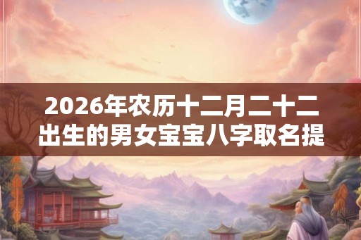 2026年农历十二月二十二出生的男女宝宝八字取名提升命局