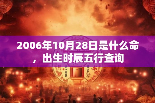 2006年10月28日是什么命，出生时辰五行查询