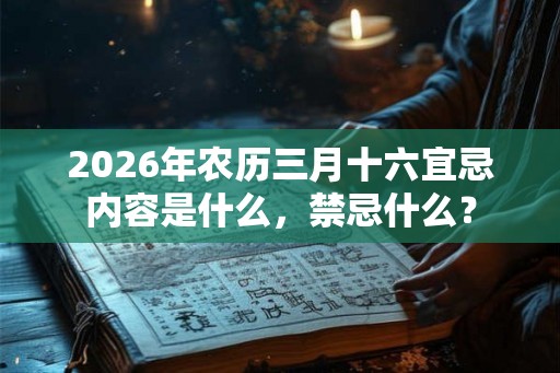 2026年农历三月十六宜忌内容是什么，禁忌什么？